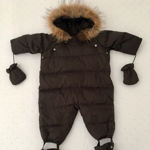 Bonpoint Baby Snowsuit faux fur. Size 12 months